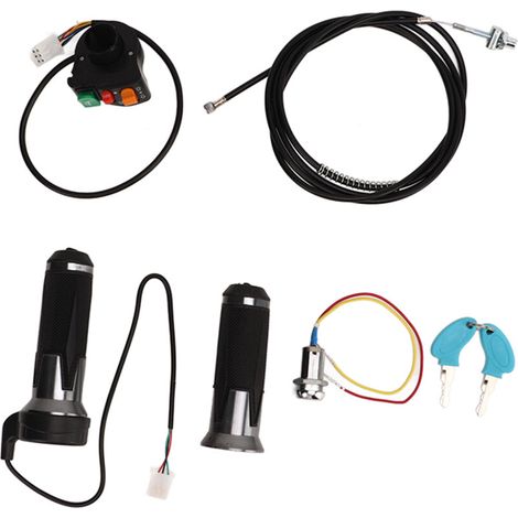 Kit de poignée d'accélérateur antidérapante, durite de frein à tambour, contacteur d'allumage et clé pour vélo électrique et scooter.