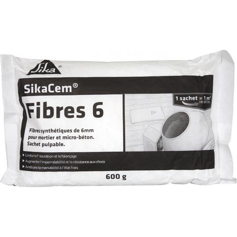 Sika – Fibres structurelles micro-synthétiques 6mm – Améliore la ductilité du béton – Réduction des fissures – 600g pour 1m³ de béton