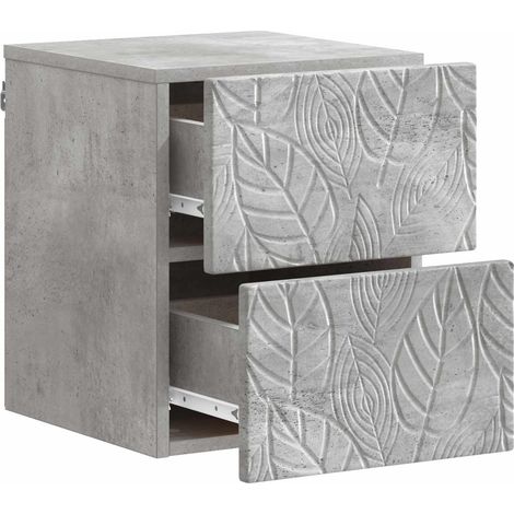 Comodino Armadio da Notte Mobiletto da notte a muro Grigio Cemento 34,5 x 33 x 40 cm (1/5)