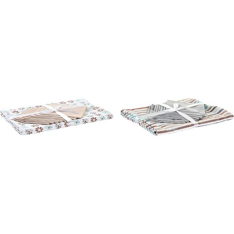 DKD Home Decor Nappe et Serviettes Gris Bleu Ciel 9 pièces (1/5)