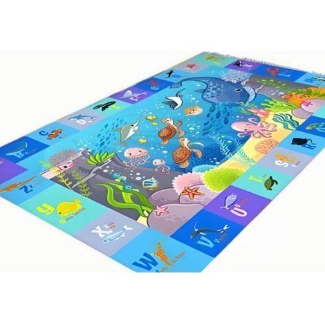 Tapis d'éveil pour bébé 120x160 cm, motifs sous-marins bleusTapis d'activités pour enfants (1/5)
