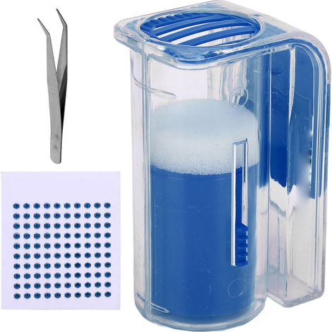 Professionelles Set zur Kennzeichnung von Königinnenkäfigen mit nummerierten Aufklebern von 0 bis 99 und Imkerpinzette (blau) (1/5)