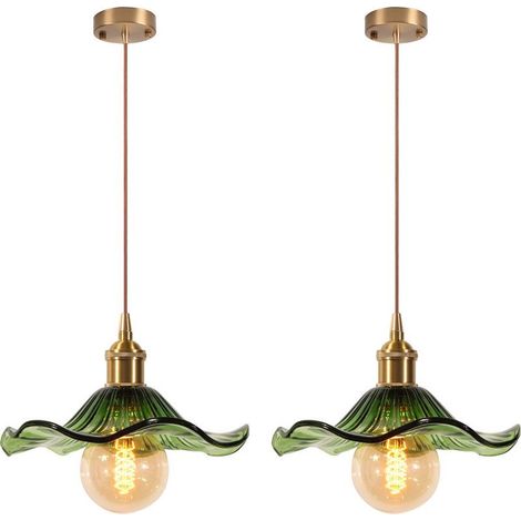 Luce di soffitto di vetro classico 2PCS – Lampadario retrò, soggiorno, camera da letto, disimpegno – Cavo di alimentazione-regolabile – Diametro 22 cm – (1/5)