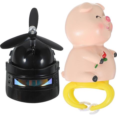 Décoration de vélo style hélicoptère (5 pièces) en forme de cochon, accessoire unique pour le camping et la randonnée, pour motos et voitures. (1/5)