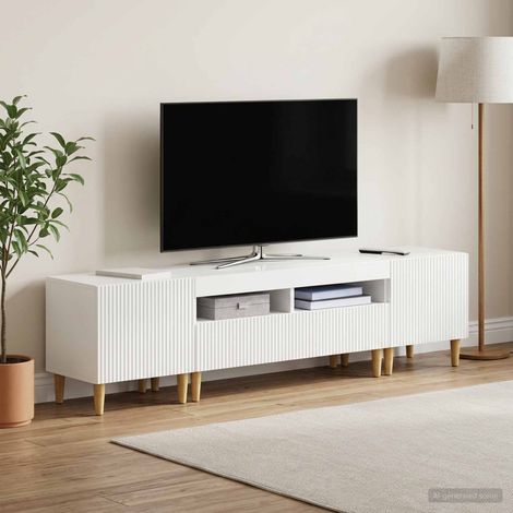 vidaXL 3 Piece LED TV Cabinet ARNHEM 3 pcs High Gloss White (1/5)