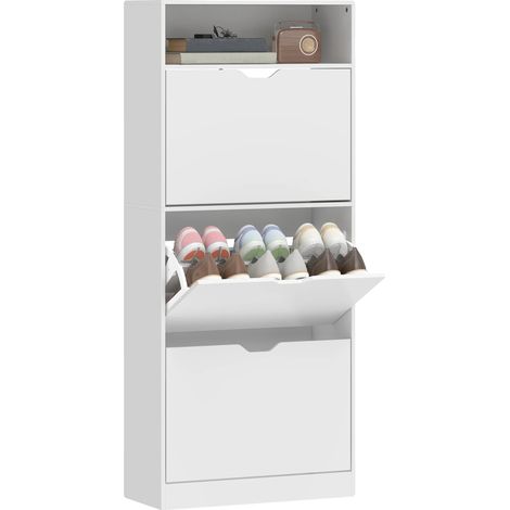 Zapatero con estantes ajustables, diseño alto, color blanco, 60 x 26 x 140 cm. (1/5)
