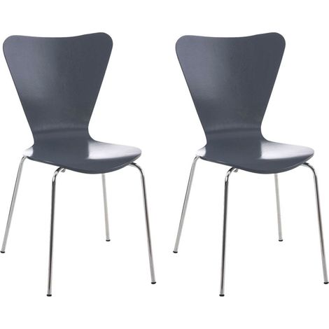Conjunto de 2 sillas office de salón en madera gris y metal CDS10012 (1/5)