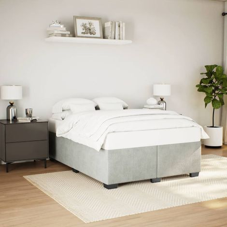 vidaXL Giroletto senza Materasso Grigio Chiaro 140x200 cm Velluto (1/5)