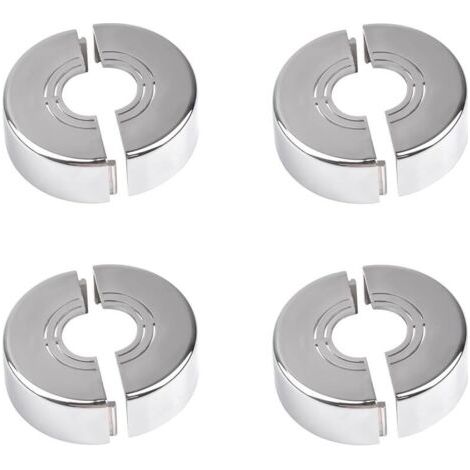 Pair Élément chauffant en acier inoxydable, tuyau d'échappement, tuyau d'eau, trou mural, rond, fendu, cache décoratif non amovible (paquet de 4 en plastique argenté) pour masquer les défauts.