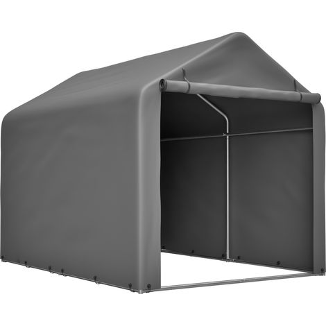 Garaje para bicicletas gris 160x220x165 cm con puerta enrollable, PE impermeable y metal (1/5)