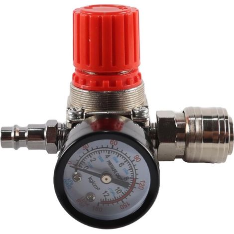 (Valve à trois voie)Régulateur de Pression du Compresseur d'air 1/8" 1/4" Détendeur Pneumatique,Valve de Régulation de Pression Avec Raccord 180psi 12bar (1/5)