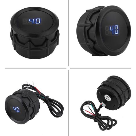Manomètre numérique de température d'eau 52mm LED bleu pour auto avec capteur et support noir (1/5)