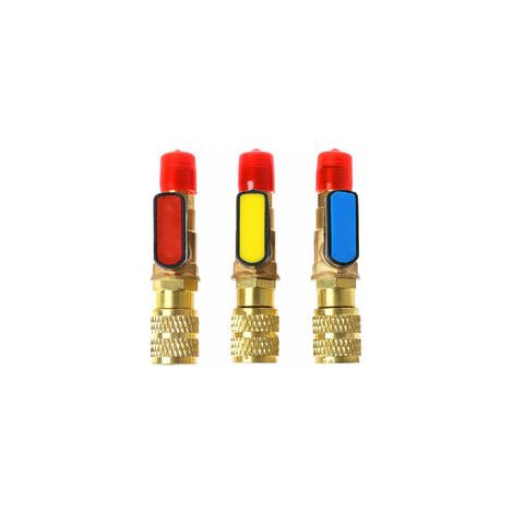 Kugelhahn für die Kältemittel R22 und R410A – 1/4"-Schlauchadapter – Messing und ABS – 3er-Pack (1/5)