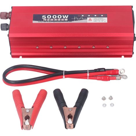 Onduleur à onde sinusoïdale pure 5000 W, convertisseur domestique et automobile avec ventilateur, affichage numérique LED pour camping-cars et camions, 24 V CC vers 220 V CA (1/5)