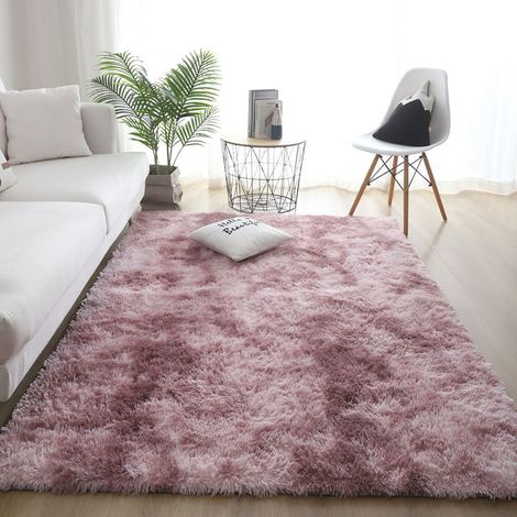 Tapis de Sol Moelleux en Fausse Fourrure Rose, 80x160 cm, Très Doux et Confortable, Antidérapant pour Salon, Chambre de Fille ou d'Enfant, Tapis Épais et Fluffy avec Revêtement Doudoune (1/5)