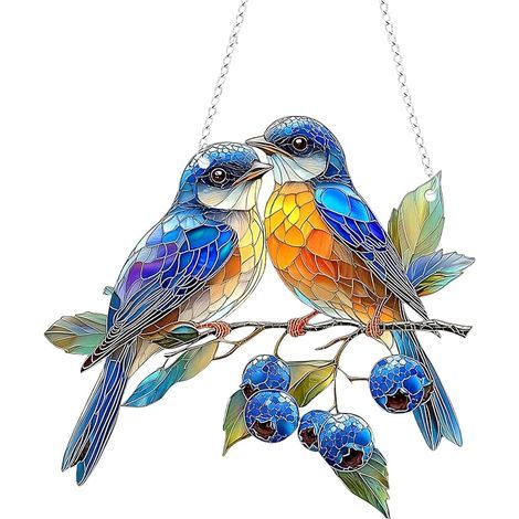 Hängende Fensterdekoration aus farbigem Glas, Kolibri-Sonnenfänger für Fenster, Acryl-Vogelanhänger mit Kette, Fenster- und Türdekoration für Studio-Apartments