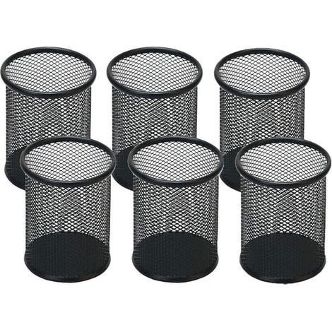 Porte-stylos 6 pièces, porte-stylos, porte-stylos en métal ajouré, porte-gobelet, porte-stylos pour bureau, boîte de rangement pour stylos à la maison, noir (1/3)