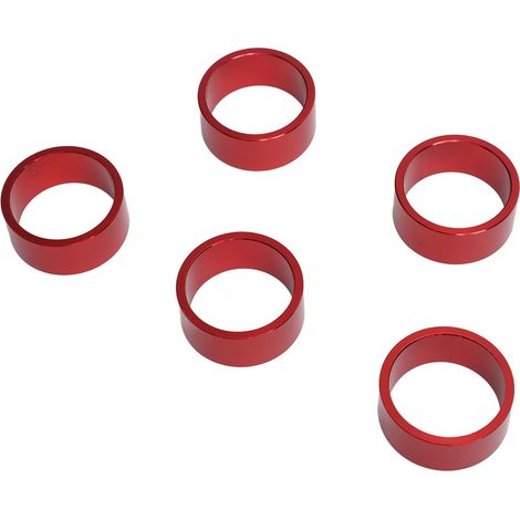 Fahrradlenker-Spacer (15er-Packung) aus gewindeloser Aluminiumlegierung, kompatibel mit 28,6 mm Gabeln (15 mm, rot). (1/5)
