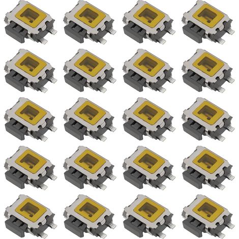 Lot de 20 interrupteurs à bouton poussoir SMT SMD 4 broches 4,7 x 3,5 x 1,6 mm SMD pour montage en surface 0,1 A/5 V (1/5)