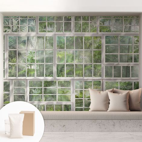 Papier peint intissé décoratif avec colle pour salon chambre et bureau Installation rapide Forêt verte 208x146 cm (1/5)