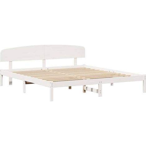 Lit double，Lit adulte，Cadre de lit Blanc 180 x 200 cm Bois de pin massif CFW2766550 (1/5)
