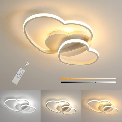 COMELY Modern Heart-shaped LED Ceiling Light Perfect for Living Room, Bedroom, Dining Room, Children's Room - 64W - White - Dimmable with Remote Control