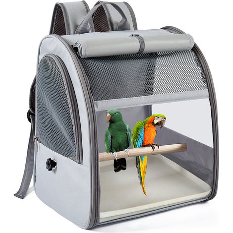 Rucksack für Vogelkäfige, Haustier-Reisekäfig mit Stehstange, mit Edelstahl-Clipbecher, atmungsaktiv und tragbar, für Vögel (1/5)