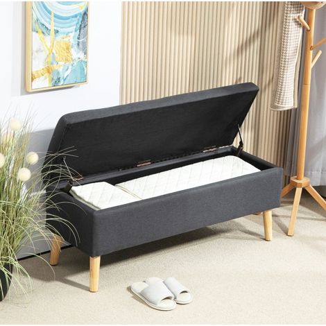 CHICFURN banco arcón tapizado 110 x 39 x 45 cm poliéster gris oscuro para entrada (1/5)