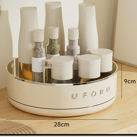 Multifunktionaler, drehbarer Tischorganizer für die Küche – Modell Crystal Label aus PET (28 x 9 cm) für Gewürze und Kosmetikartikel