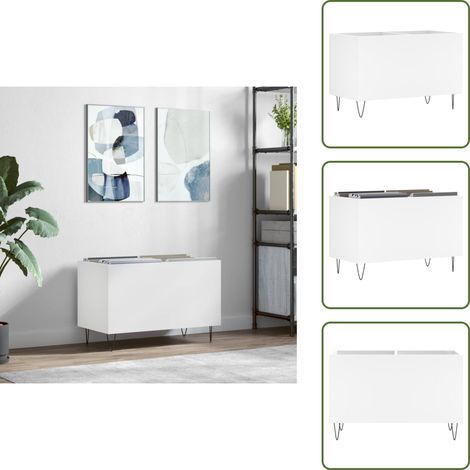Plattenschrank Weiß 74,5x38x48 cm Holzwerkstoff - Plattenregal - Vinyl Regal - Plattensammlung Organisieren - Musikzimmer Dekoration - Wohnzimmer Möbel (1/5)