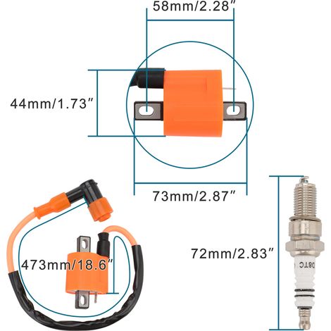 GOOFIT ignition coil compatible with CG 125, 150cc, 20cc, and 250cc ATVs, off-road vehicles, and ATVs. (1/4)