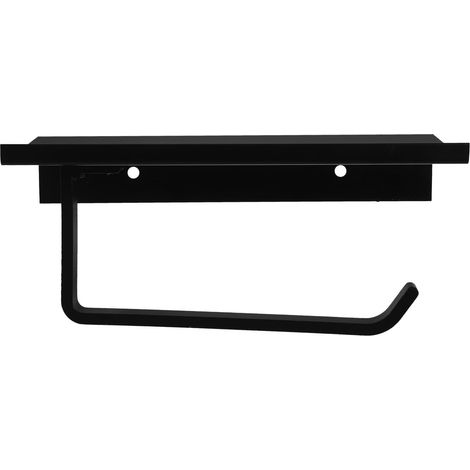 Dérouleur papier toilette - aluminium - noir - avec étagère (1/5)