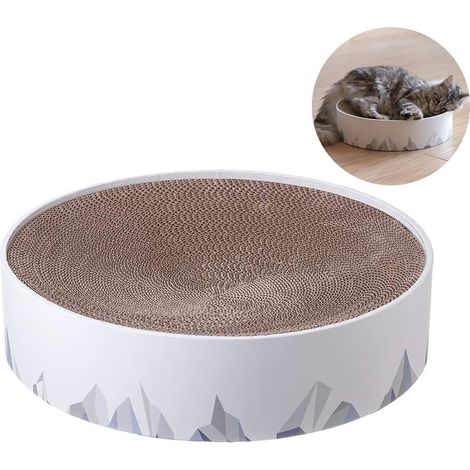 Griffoir résistant pour chats d'intérieur, en carton, 2 en 1 : tapis à griffer et couchage pour chat - Canapé-lit à griffer avec motif géométrique et design moderne (1/3)