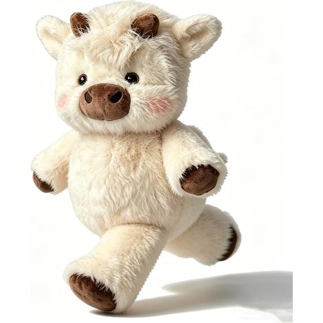 Peluche Vache Qui Court 45/60 cm - Doudou Vache Interactive en Peluche Douce, Animal Adorable Qui Bouge pour Soulager Le Stress, Idée Cadeau Décoration Intérieure (Kaki, 45CM) (1/5)