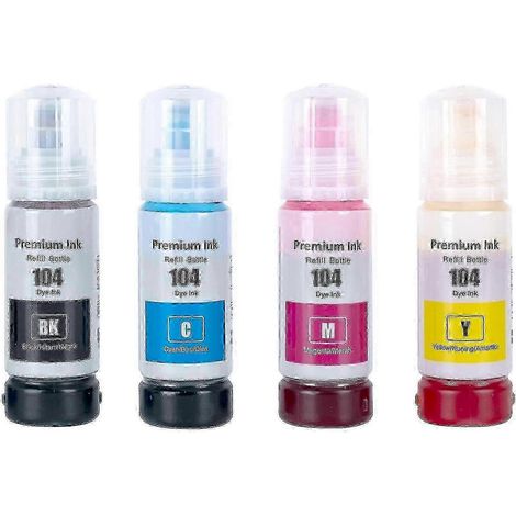 Lot de 4 flacons d'encre de 70 ml, compatibles avec l'imprimante Epson 104 de Go Inks 2025 (1/2)