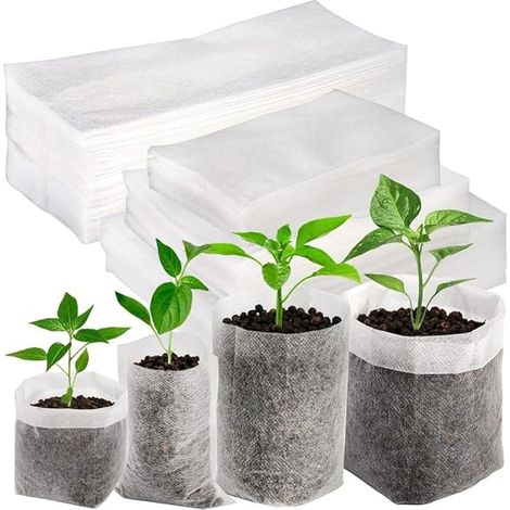Lot de 500 sacs de culture en tissu non tissé respirant Blanc Tailles 10 à 22 cm pour clonage agriculture jardinage (1/5)