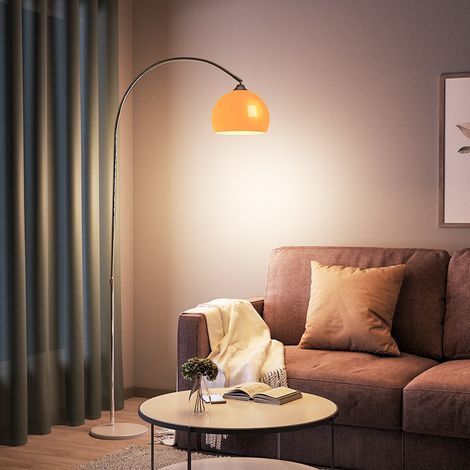 Arched Floor Lamp Tall Curved Design with Marble Base Orange Lampshade,130 to 180CM (1/5)
