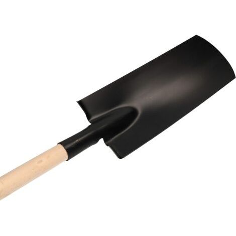 Pelle de drainage 380 x 147 mm pour manche de 38 mm de diamètre - Lame en acier longue étroite pour transplantation avec manche en bois-NANOTEH