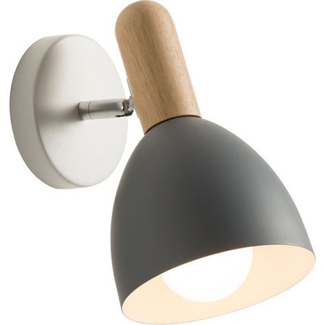 Applique murale  métal noir mat, bois synthétique Lumière chaude (1/4)