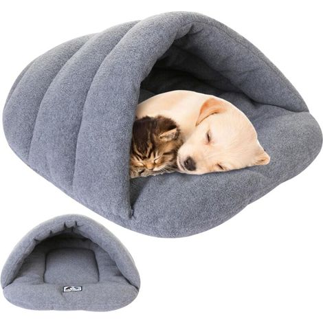 Lit pour Chien avec Capuche, Sac de Couchage pour Chat, lit d'hiver Thermique pour Chien avec Capuche, Demi-Couvert Doux pour Chien, lit pour Chiot, Maison de Couchage Pliable pour Chat, Chien, L (1/5)