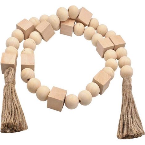 Collier de perles en bois tissées à la main, suspension décorative pour la maison. (1/5)
