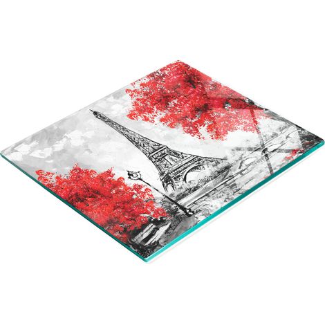 Tabla de cocina de vidrio templado con gr谩fico de la Torre Eiffel de Par铆s, 60x52 cm. (1/5)