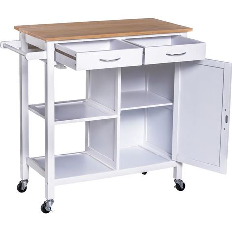 CARRELLO DA CUCINA CLASSICO 2 CASSETTI IN LEGNO 88.5 X 40 X 86 CM (1/5)