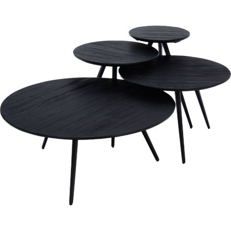 Amadeus - Lot de 4 tables basses carrées en teck recyclé et métal Bengal (1/5)