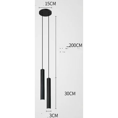 Suspension luminaire Moderne 2 Lampes réglables en hauteur Lustre Noir Lumière chaude (1/4)