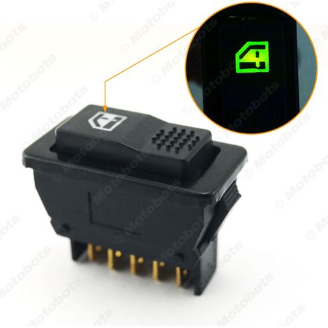 Automotive power window switch with wiring 12V/24V 5PIN, power window switch with green indicator light + adapter cable kit (1/4)