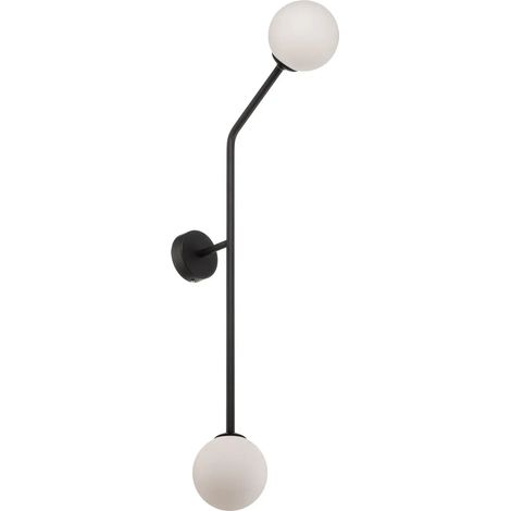 [GEBRAUCHT] B-Ware Wandleuchte Pure Wandlampe Schwarz Metall Glas Zweiflammig Senkrecht Dimmbar