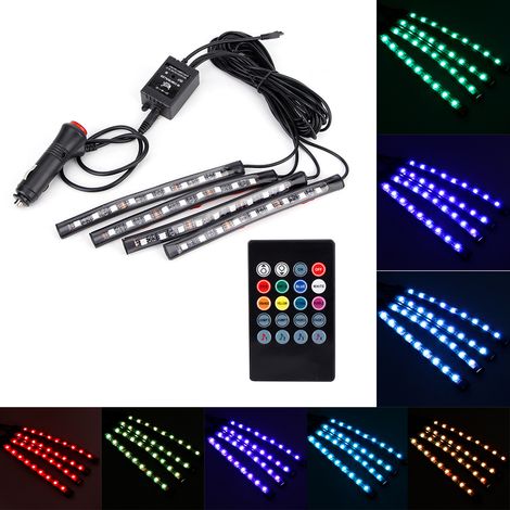 Bandes lumineuses LED RGB 5050 12V pour ambiance, décoration intérieure de voiture colorée (1/5)