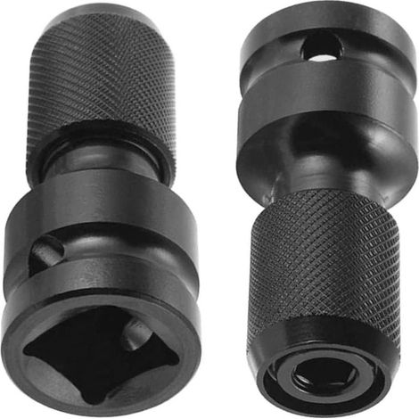 2-piece set of steel impact driver bits, impact sockets with accessories, impact socket adapters for 1/4" hex screwdrivers (black) (1/5)