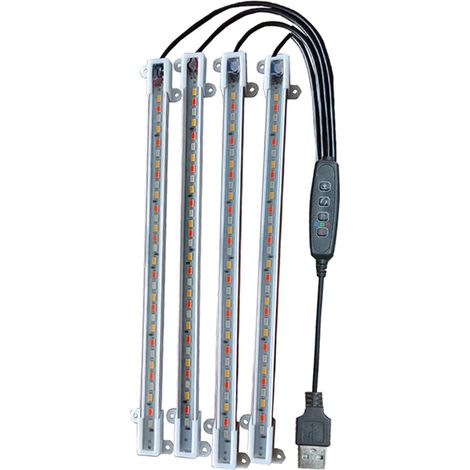 Lampe de croissance avec support, 25 cm, quatre têtes, alimentée par USB (adaptateur non inclus)-AquaForge (1/4)
